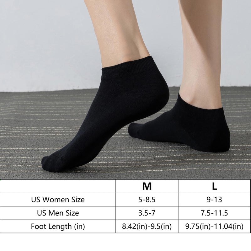 DarkCom Low Cut Ankle Socks for Women and Men, 8 Pairs Thin Cotton, Size 9-13, Black - Image 2